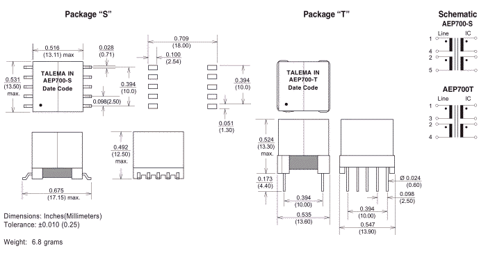 Dimensions & Schematic - Pins