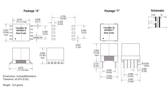 Dimensions & Schematic - Pins