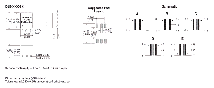 Dimensions & Schematic - Pins