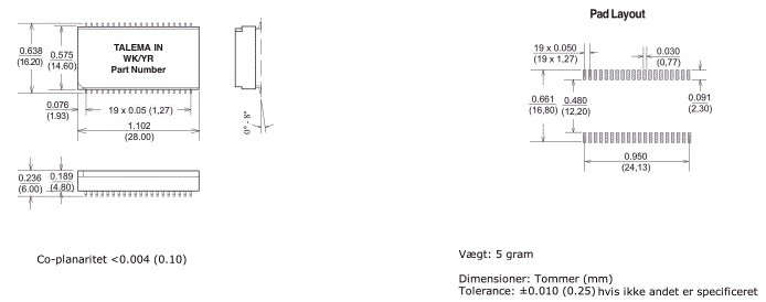 Pakning & Dimensioner