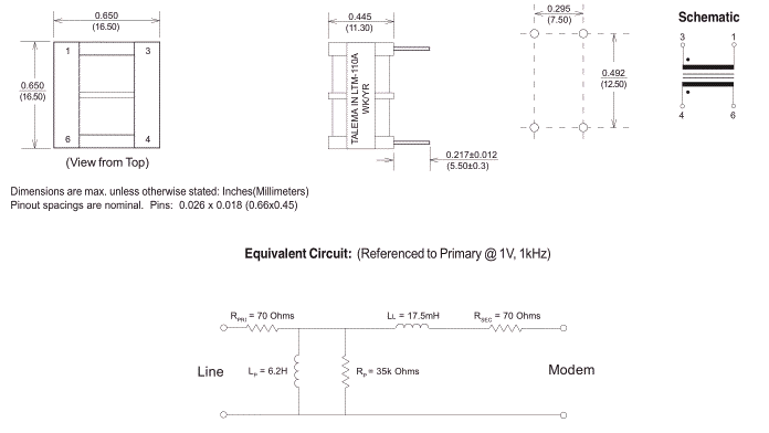 Dimensions & Schematic - Pins